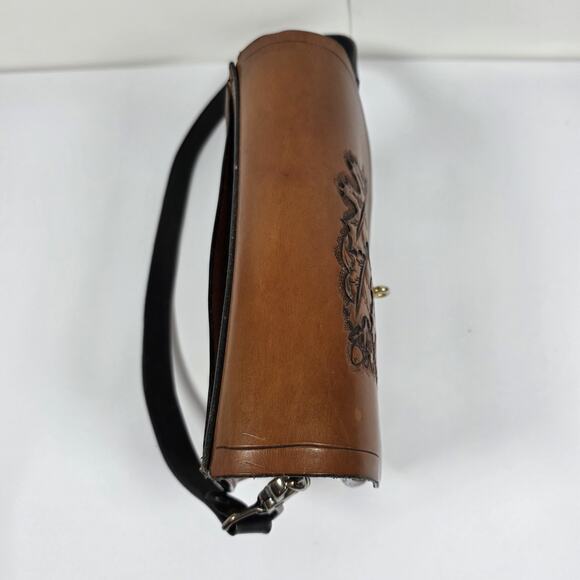 Western Hand Tooled Leather Purse Hippie Boho Embossed Shoulder Bag Western - Picture 3 of 16